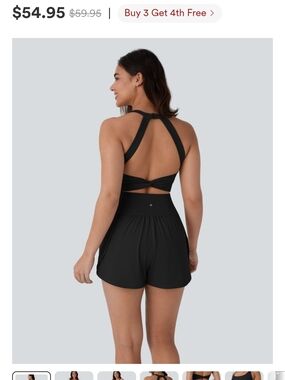 HALARA Black Strappy Open-Back Romper